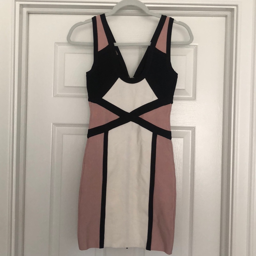 Pink, White, & Black Bandage Dress